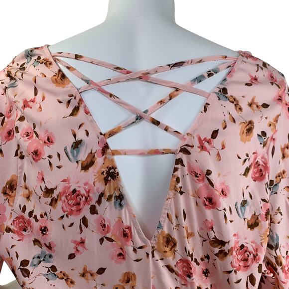 Torrid Womens Babydoll Tunic Size 3 3X Stretch Challis Dolman Sleeve Top Floral - Picture 5 of 9